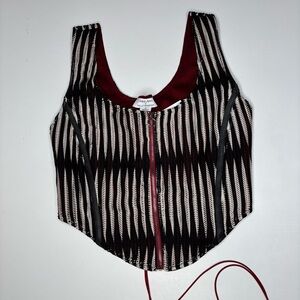 Labelrail x Holly Marston Corset Top Women’s M Black Red Textured Zip Medium